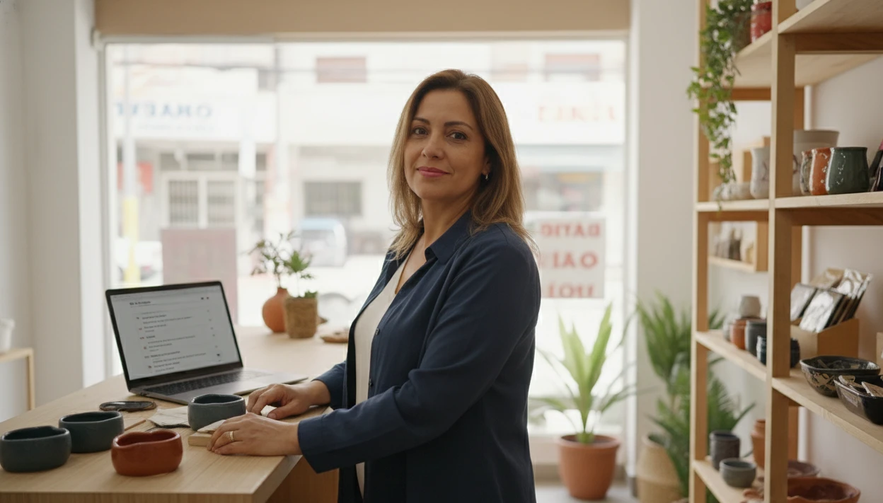 female entrepreneur managing ecommerce website el salvador grafoweb
