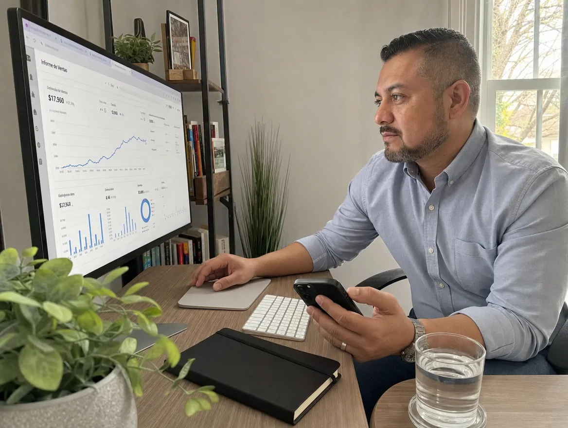 Especialista en mantenimiento web revisa analíticas de un sitio en El Salvador
